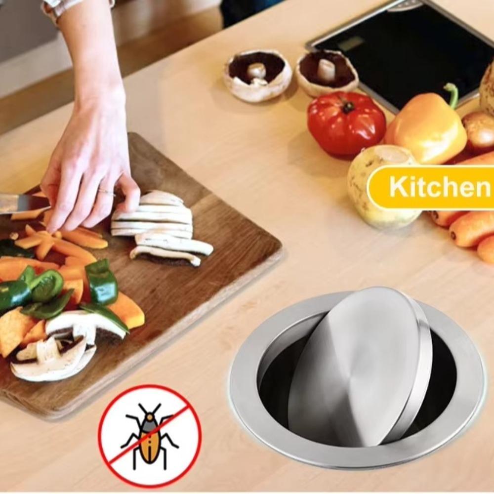 Einbau-Mülleimer Abfallklappe Klappdeckel Abdeckungen für Mülleimer Silberne Klappdeckelabdeckung Mülleimer