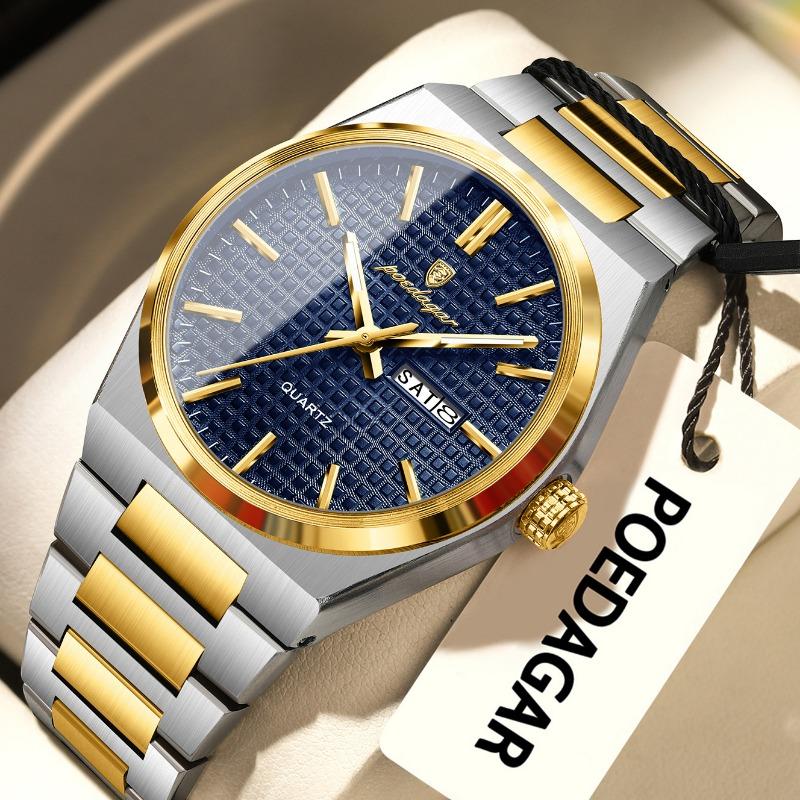 Top Brand New Style Simple Men's Watch Waterproof Double Calendar Quartz Fashionable Luxury Luminous Wristwatch