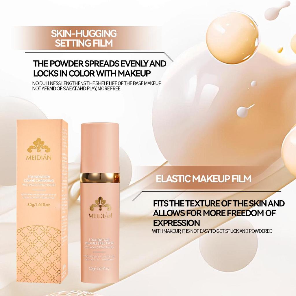Charm Point 4-in-1 Color-Changing Foundation & Concealer: Lightweight, Moisturizing, Temperature-Adaptive, Long-Lasting.