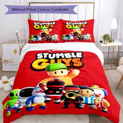 Ensemble de housse de couette Stumble Guys Convient pour les chambres à coucher Lavable en machine Cadeau parfait pour les amis la famille
