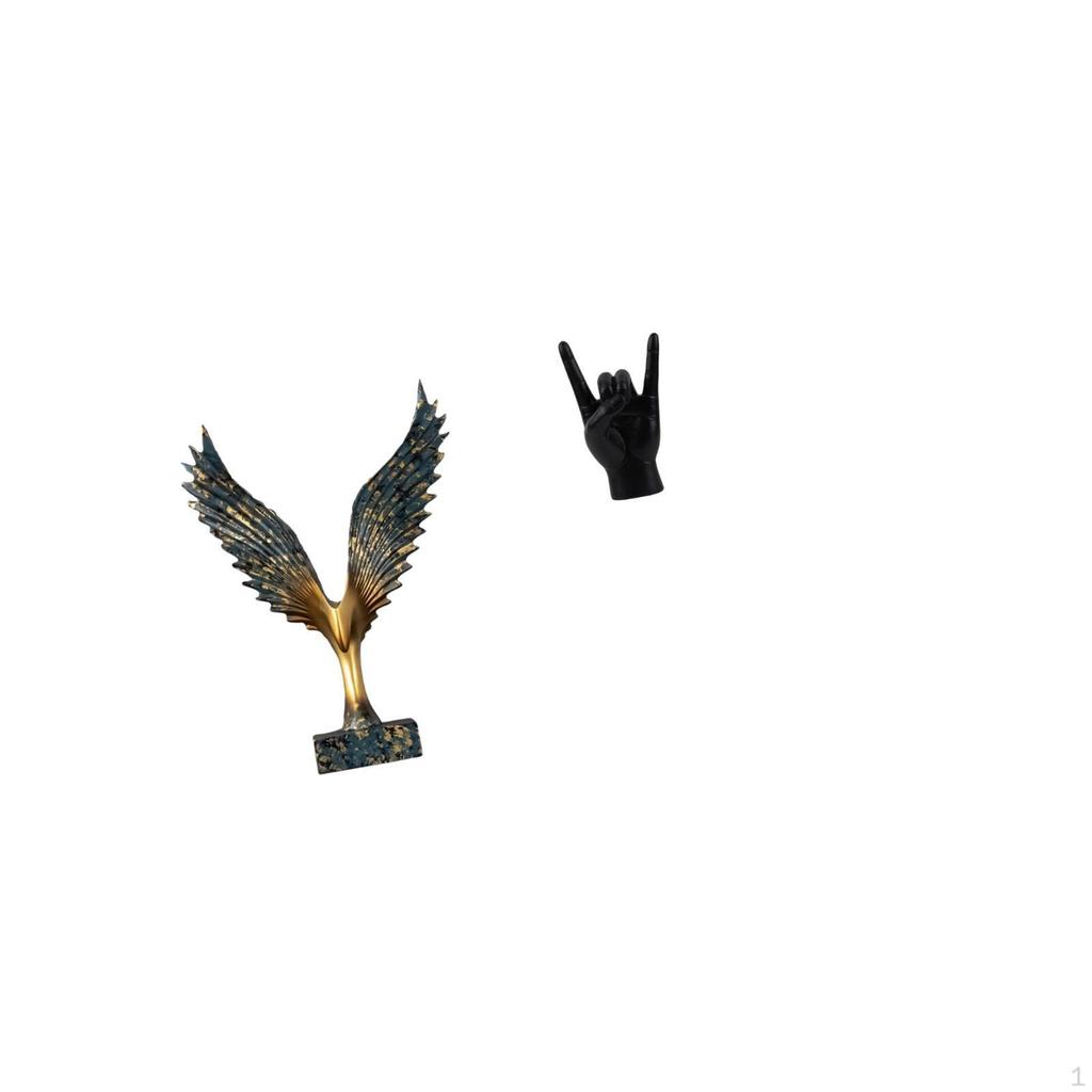 Resin Spreading Wing Hand Gesture Statue Sculpture Feng Shui Ornament Decorative Creative Finger