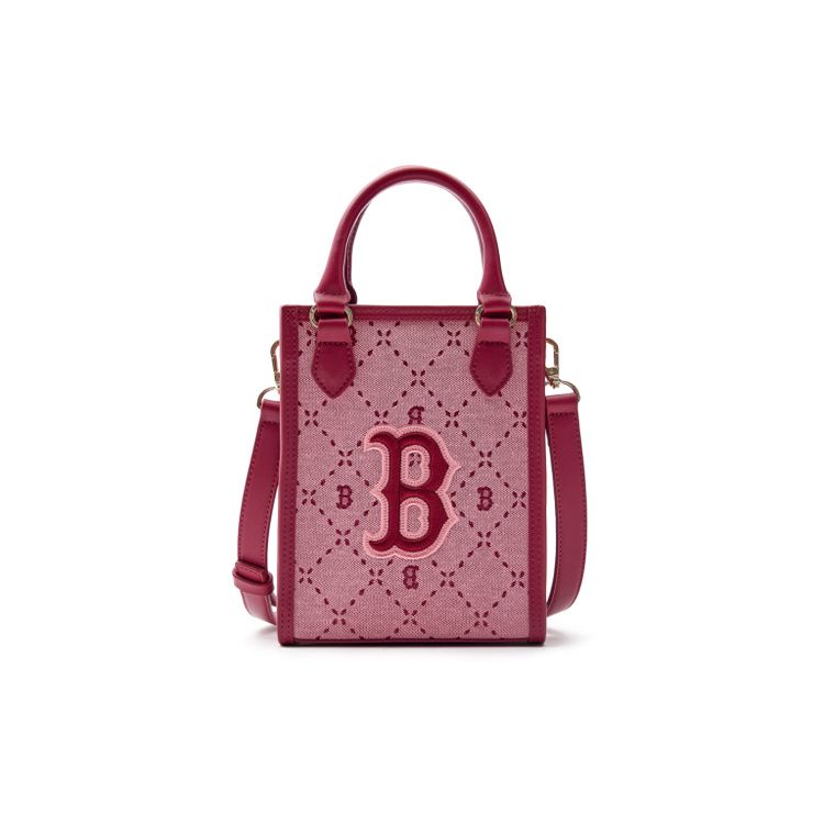 

MLB Diamond Pattern Adjustable Detachable Shoulder Strap Cotton Tote Bag Shopping Bag Crossbody Handbag Mini Women tote Magenta 7ACRMD93N-43PCD Mini
