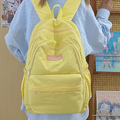 For Female Junior High School Students, Simple and Versatile Travel Backpack, Versatile and Large-capacity Solid-color College Student Backpack.
