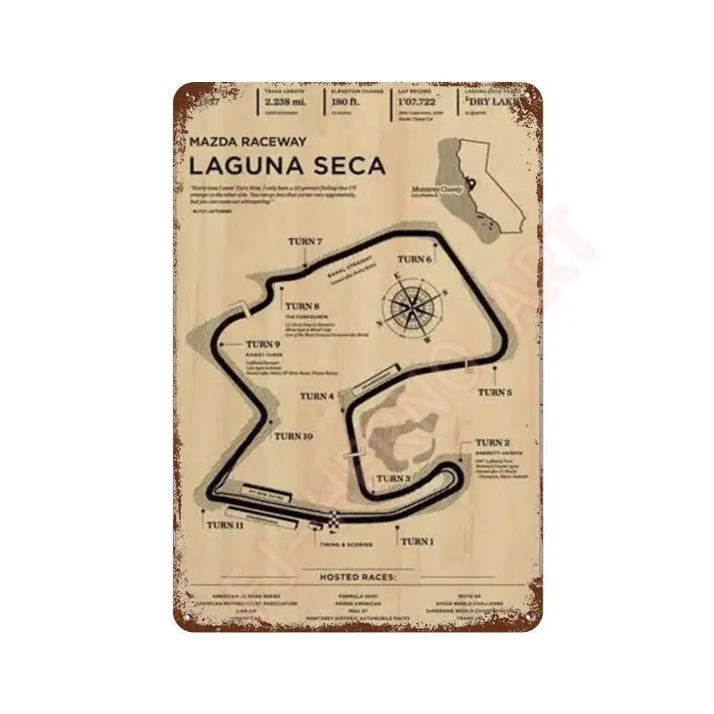 Vintage F1 Formula Racer Poster Metal Tin Sign Plaque Aesthetics Racing Monaco Grand Prix Circuit Track Wall Art Home Room Decor