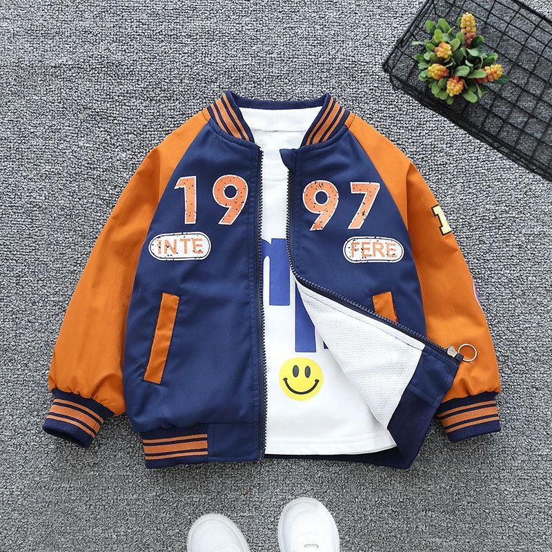 Spring and Autumn Boys Letter Cardigan Jacket Children's Baseball Uniform Jacket Casual Sports Jacket