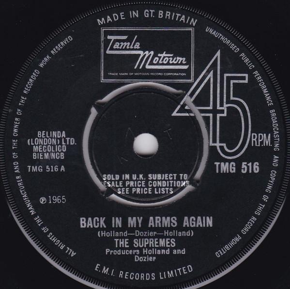 7inch Record SUPREMES - Back In My Arms Again TMG516 Tamla Motown 1965 UK Soul/Funk Used