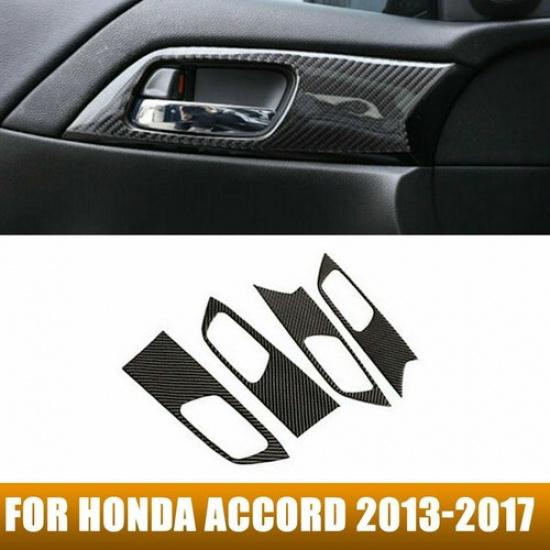 For Honda Accord 2013-2017 Real Carbon Fiber Interior Door Handle Cover Trim Kit