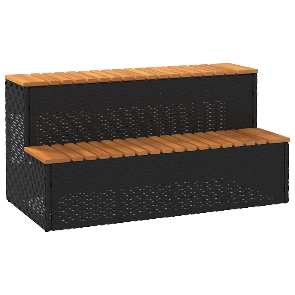 vidaXL - Hottub-opstap - 100x50x50,5 - cm - poly - rattan&massief - acaciahout