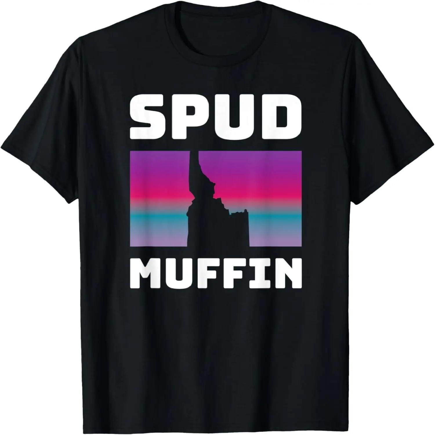 Cool Retro Travel Idaho Vacation Potatoes Spud Muffin Design T-Shirt S чёрный