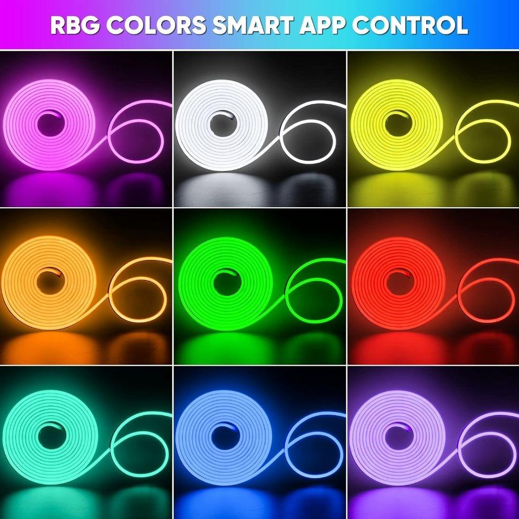 RGB LED Neon Strip Light Bluetooth Control Party Decoration Lamp IP67 Waterproof Lexible Ribbon Rope Light