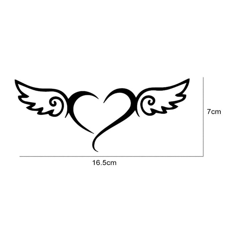 Engrave 16.5x7cm Heart-Shaped Angel Wings Car Sticker Personalized Creative Window Laptop Decorative Vinyl Film Decal Auto