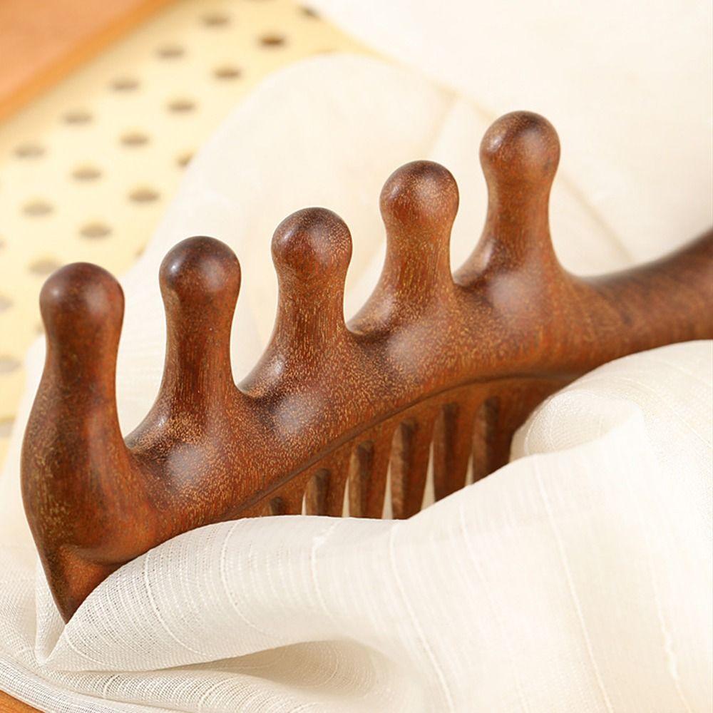 Wide Thick Scalp Massage Comb 2 in 1 Natural Sandalwood Hairbrush  Hairdressing Tool