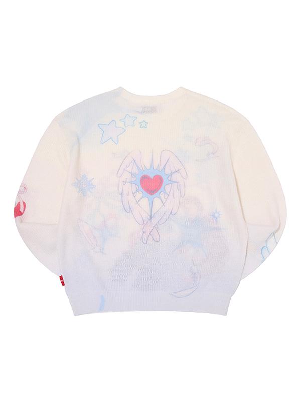 KIRSH X Pitu All-Over Graphic Loose Fit Hairy Knit [Ivory]