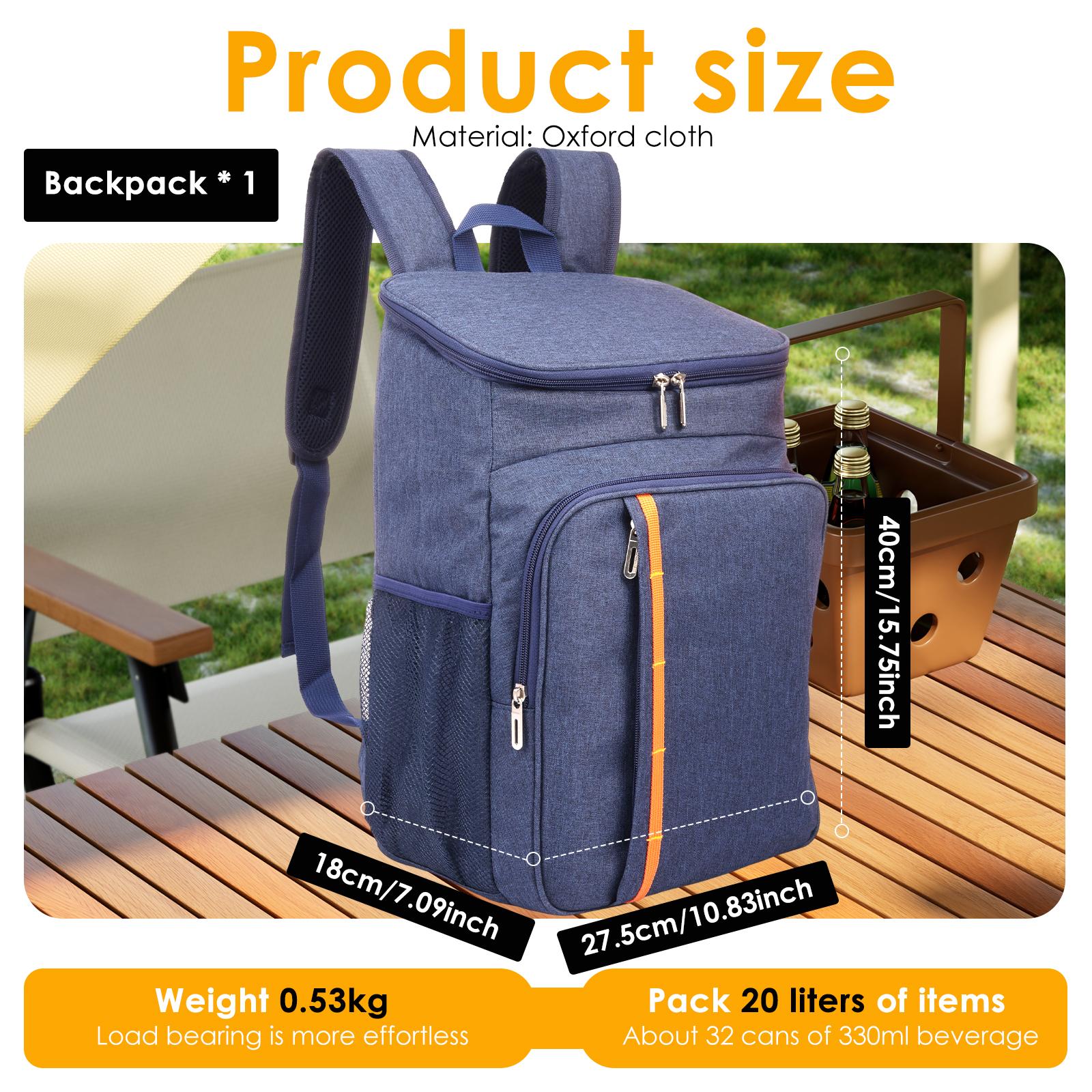 

20L Large Capacity Cooler Backpack Lightweight Waterproof Leakproof Cooler Bag Partitioned Hot/Cold Freezer Bag for Tour Picnic