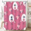 Valentine's Day Shower Curtain Pink Birds with Hearts Pattern for Bathroom Decor Made in China