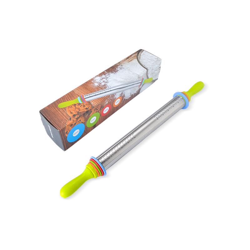 17" Adjustable Stainless Steel Rolling Pin with Thickness Scale