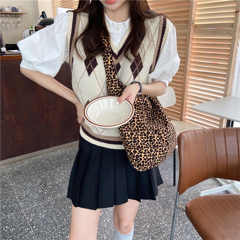 Leopard Print Canvas Crossbody Bag - Trendy, Large Capacity Women's Shoulder Bag