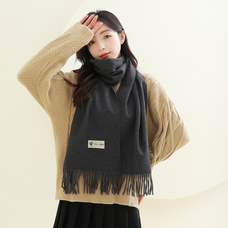 Cashmere Scarf Women's Winter Thickened Imitation Cashmere Scarf Versatile New Men's Shawl Solid Color Wool Scarf