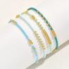 4pcs/set Bohemia Turquoise Color Seedbeads Stretch Bracelet Jewelry Glassbeads Elastic Handmade for Women Girls Daily Wear Gifts