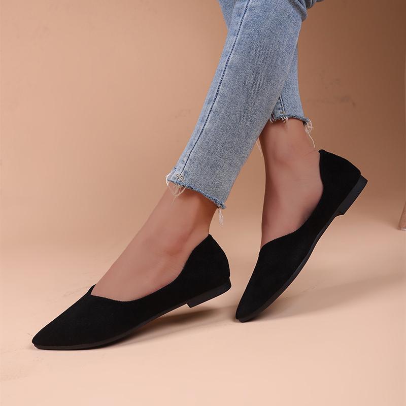 Woman Flats Flock Ballerina Lightweight Flat Loafers Elegant Soft Sole Mom Shoes for Women Mary Jane Shoes Zapatos De Mujer
