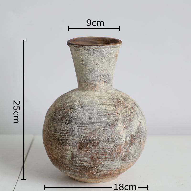 Wabi Sabi Style Retro Ceramic Vase Creative Plant Pot Table Decoration Flower Arrangement Floral Vases Room Aesthetic Decor
