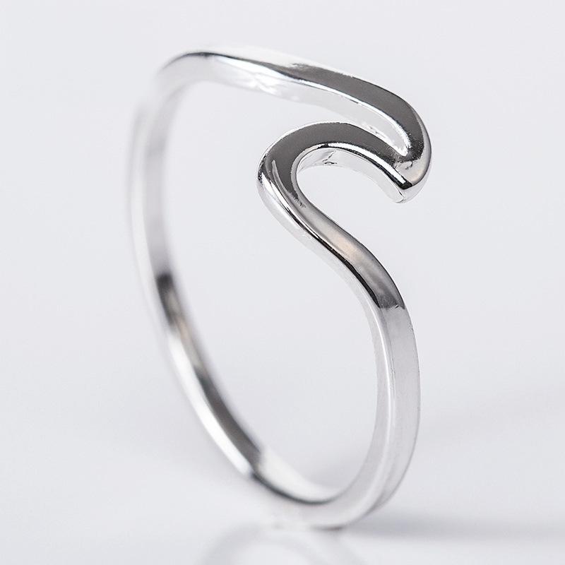 Trendy Copper-Plated Silver Wave Ring
