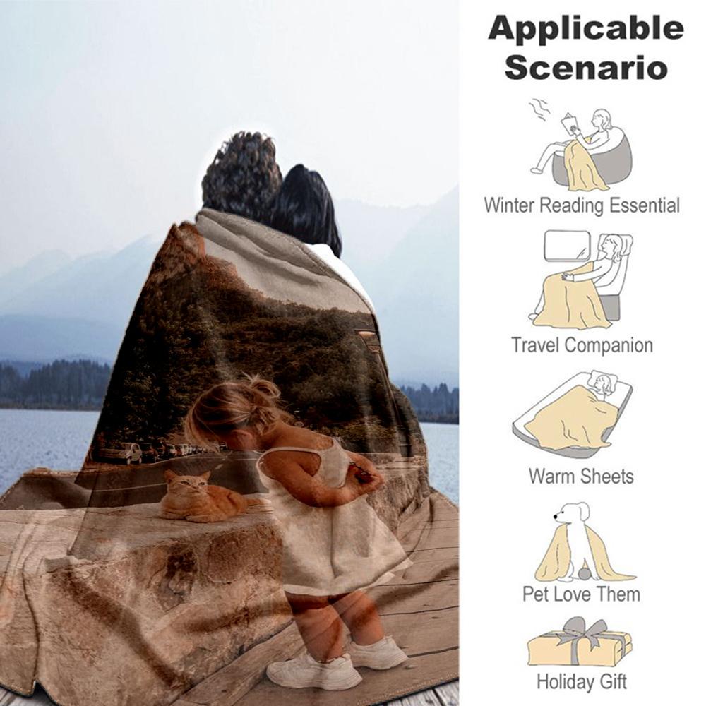 Customize Photos Customize Your Photo Blanket Cozy Personalized Blanket Soft & Cozy Versatile for Office Office Chair Seaside Couch for All Occasions