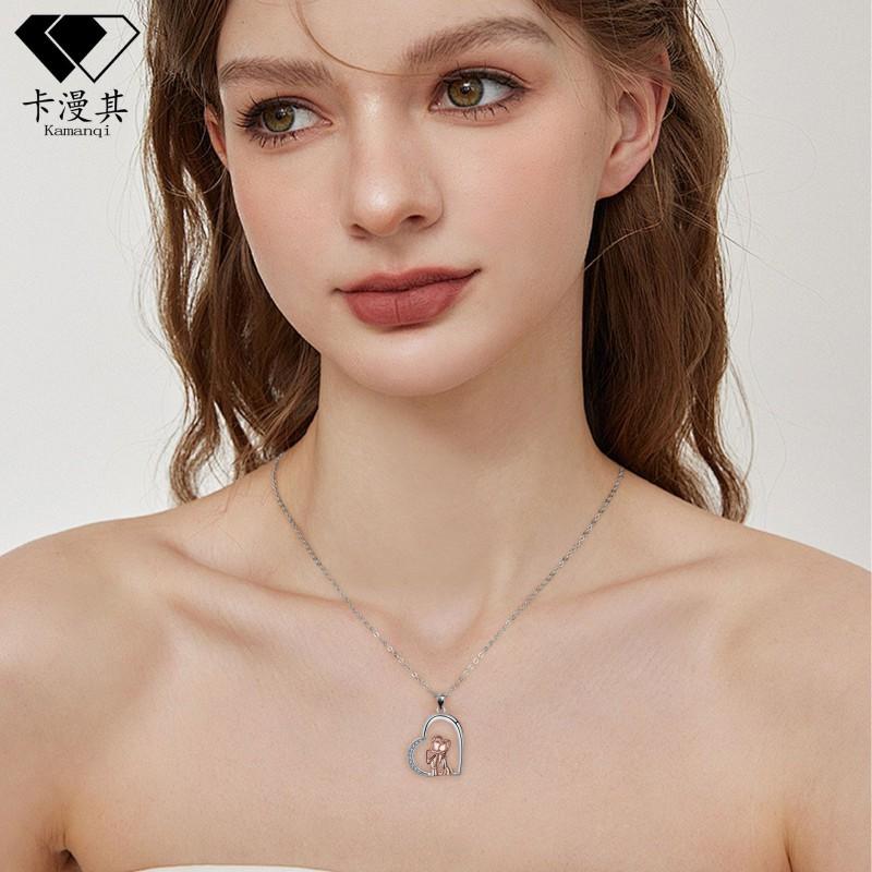 Rose Gold Heart Pendant Necklace Women - Fashion Casual Cross Chain Choker 41-50cm Adjustable Length