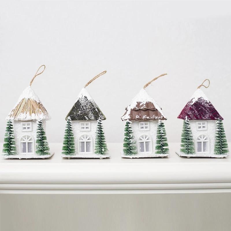 Pandantiv Casă de Zăpadă de Crăciun Căsuță din Lemn de Crăciun Plastic Creativ cu Lumini Ornament Hotel Nuntă Lumină de Noapte Decor