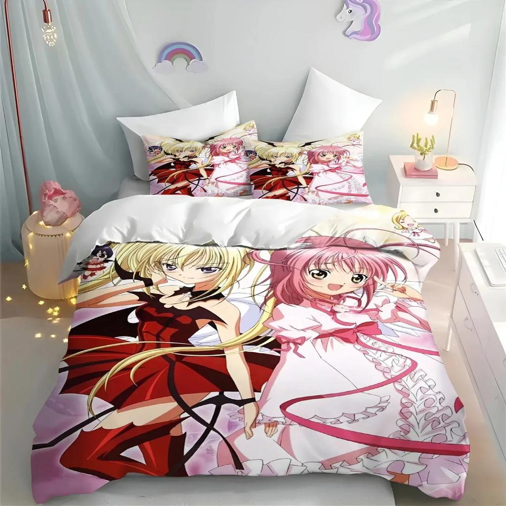 Cartoon Shugo Chara Children Hinamori Amu Cute Comfortable Duvet Quilt Cover Pillowcase Bedding Set Children Bedroom Decoration