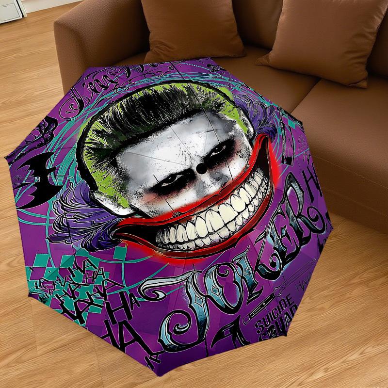 1PC Joker Suicide Squad Umbrella-8-Rib Reinforced, Automatic Open, Lightweight & Durable, Cute Fashion Accessory for Outdoor, D2635