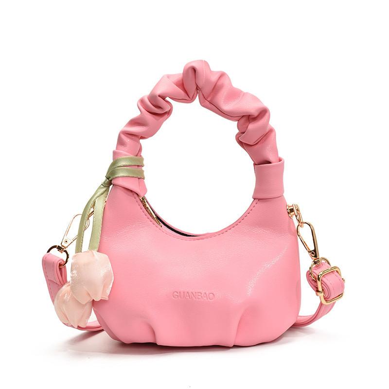 Tulip Sweet Decorative And Folded Design Solid Color Children Bag Shoulder