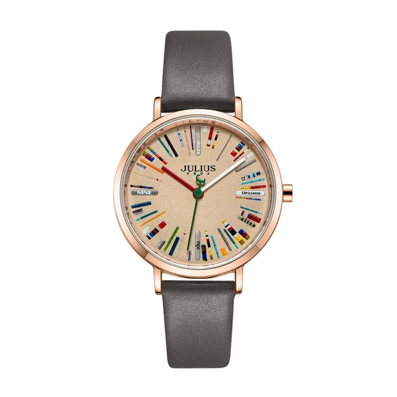 South Korea's New Product Creative Color Palette Watch with Leather Strap, Quartz, College Style, Waterproof Student Watch, Ultra-Thin Watch