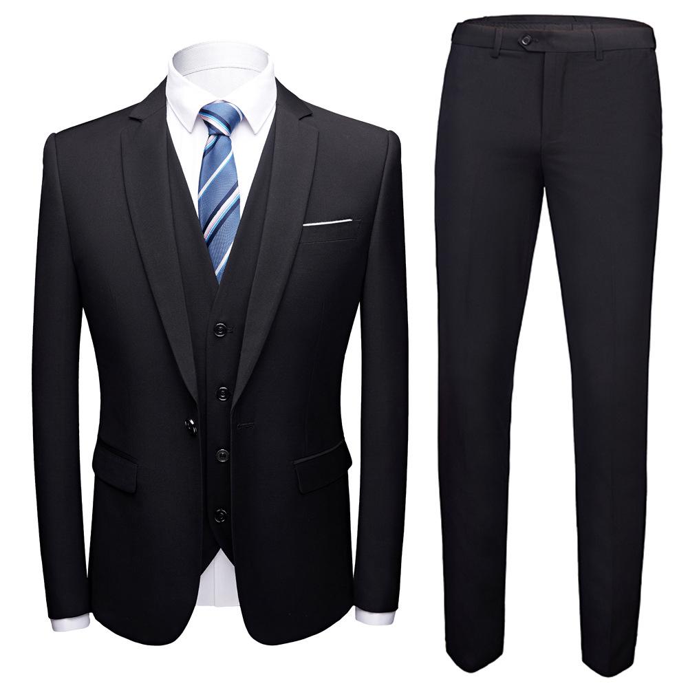 Men's Korean Style Slim Fit Wedding Tuxedo Three-Piece Suit