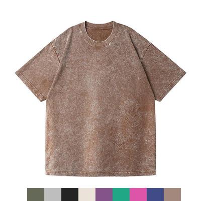 Men's Cotton T-shirt Solid Crew Neck Short Sleeve Loose T-shirt Summer Vintage Vacation T-shirt for Male Breathable Lightweight Soft Pullover Top