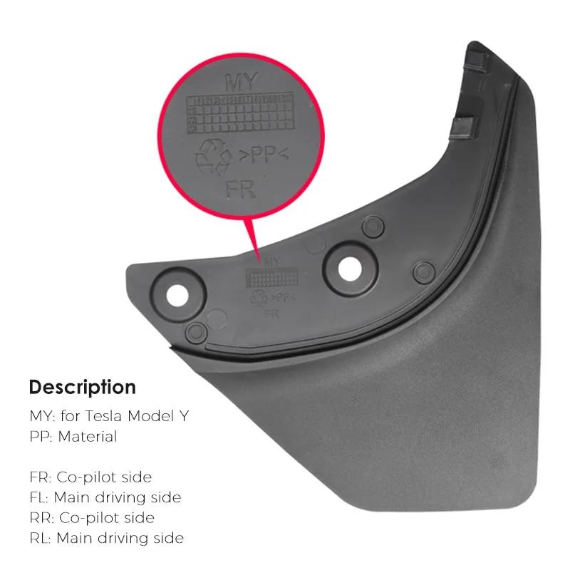 Futhope 4PCS Front Rear Mudflaps Mud Flaps Original Model Replacement Splash Protector Fender For Tesla Model Y ~2023 Car