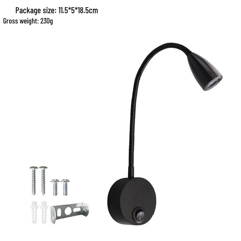 3W LED Svanehals Leselampe, Veggmontert Nattbordsspotlight