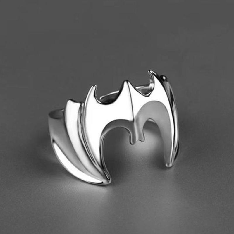 Vintage Bat Ring Finger Rings for Men Open Size Gun Black / Silver Color Jewelry Ring Personality Band Party Ring Wholesale