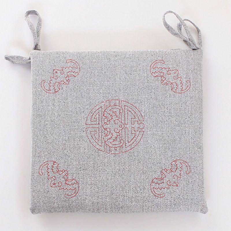 Four Seasons Linen Chair Cushion: New Chinese Style for Tea, Mahjong, Computer, Crescent, or Dining Chairs.