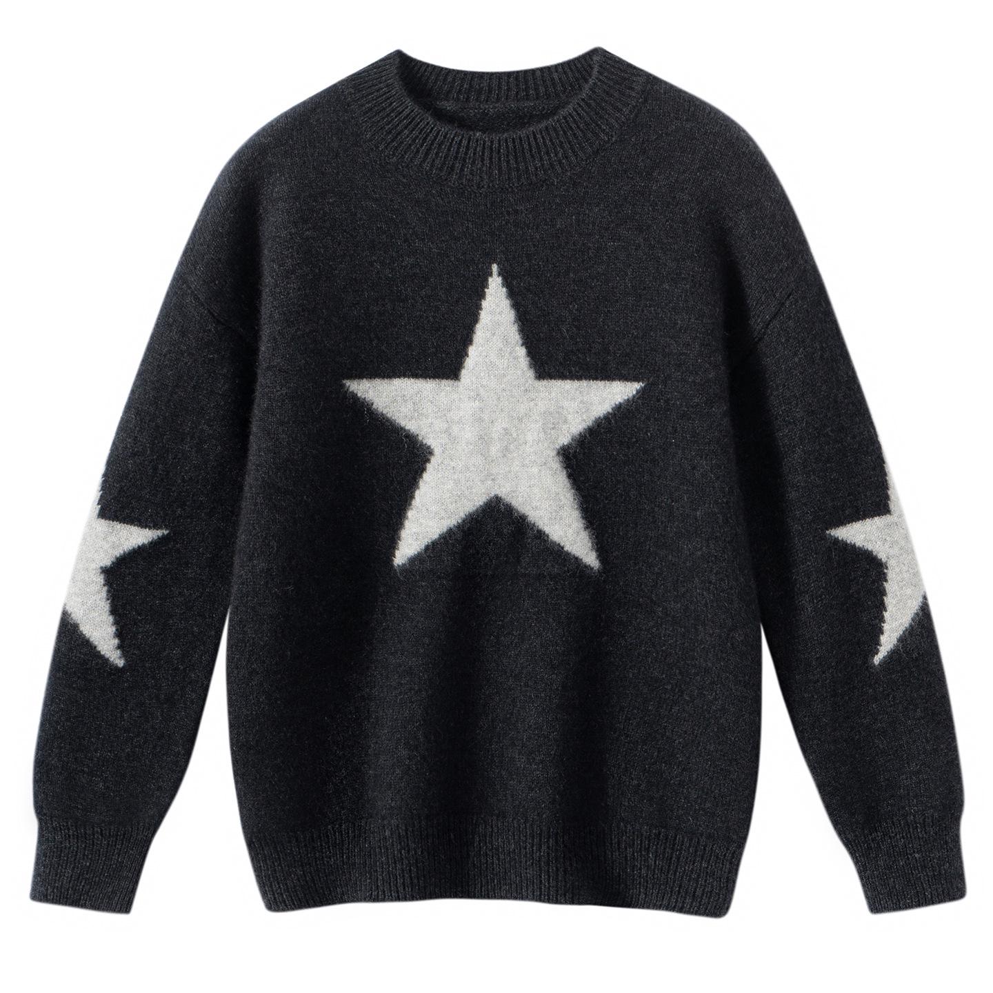 Детский кашемировый жаккардовый свитер - Плотный пуловер для мальчиков и девочек 160 cm темно-серого