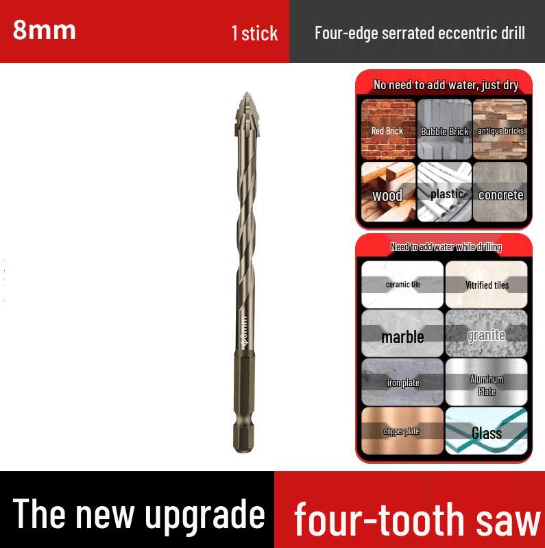Verbesserter 4-Klingen-Exzenterbohrer für Porzellan, Fliesen, Glas, Marmor, Beton und Edelstahl