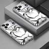 Minimal Line Art Silver Electroplat Silver Phone Case For iPhone 15 17 16 14 13 12 11 Pro Max Plus 16E 17Air 7 8 Xr Glass Cover