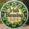 Handcrafted Irish Blessing Sign, Flat Aluminum Wall Decor with Clover Floral Design, Lightweight Gift