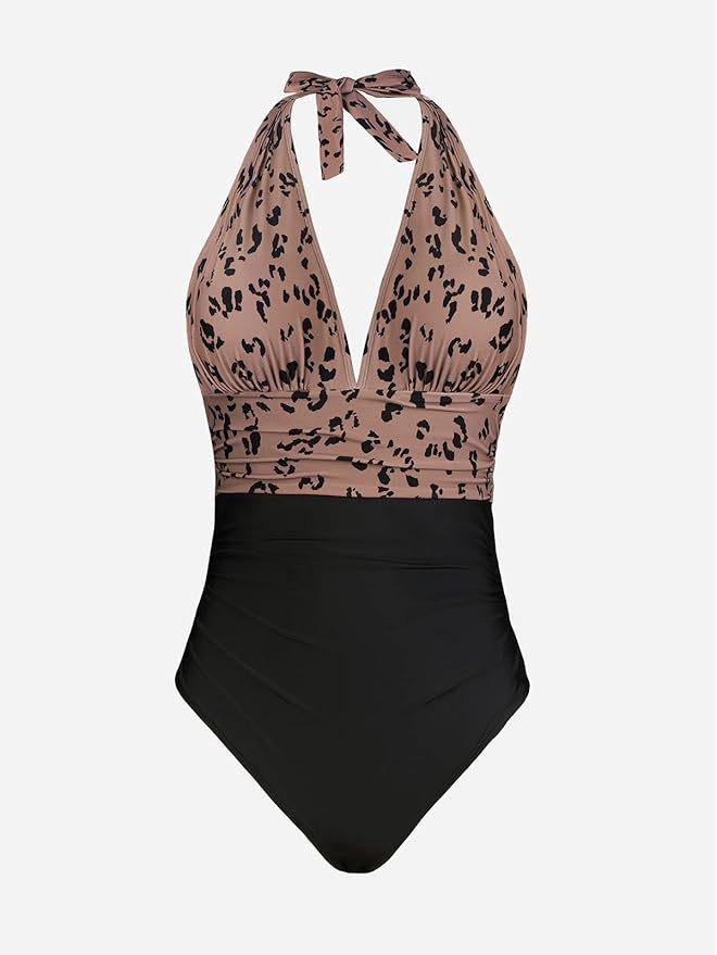 Halterneck Ruffled Backless One-Piece Swimsuit for Women