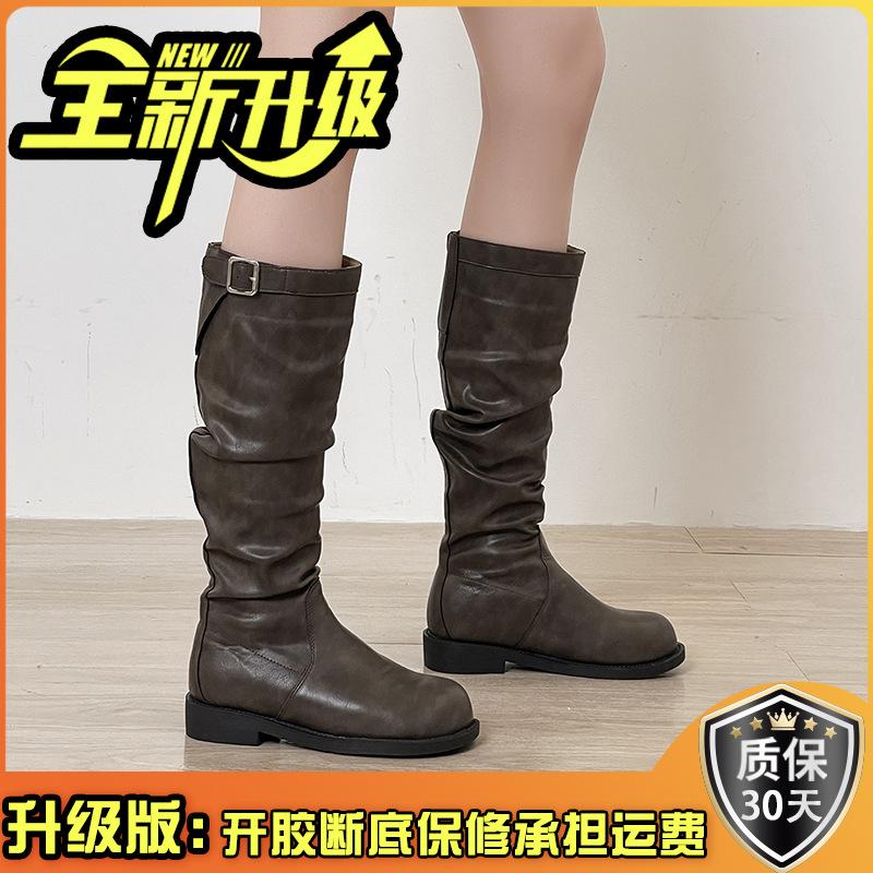 But Knee Boots Women's 2025 Autumn and Winter New Super Fire Thin Knight Boots Versatile Thick-soled British Style Thin Boots Winter