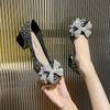 2024 New Women Shoes Fashion Thick Heel Square Toe Rhinestone Shallow Mouth Women Shoes Large Size 43 Women's Wedding Shoes