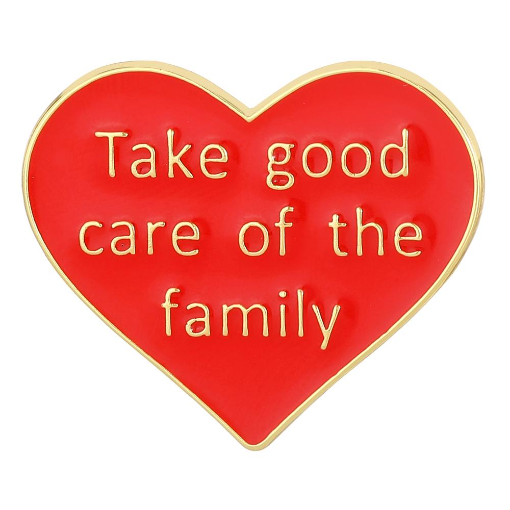 Hope Wish Letter Take Good Care Of The Family Red Heart Brooch Blessed Take Care Of Yourself Enamel Pins For Best Friends Badge