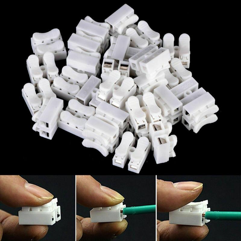 50pcs 2 Pole Quick Splice Lock Wire Connectors Chandelier Terminals Electrical Cable Terminals For Safe Splicing Into Wire