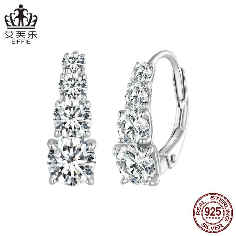 Sterling Moissanite Stud Earrings Women Rhodium Plated Fashion Jewelry Gold Tone Options 925 Sterling Silver