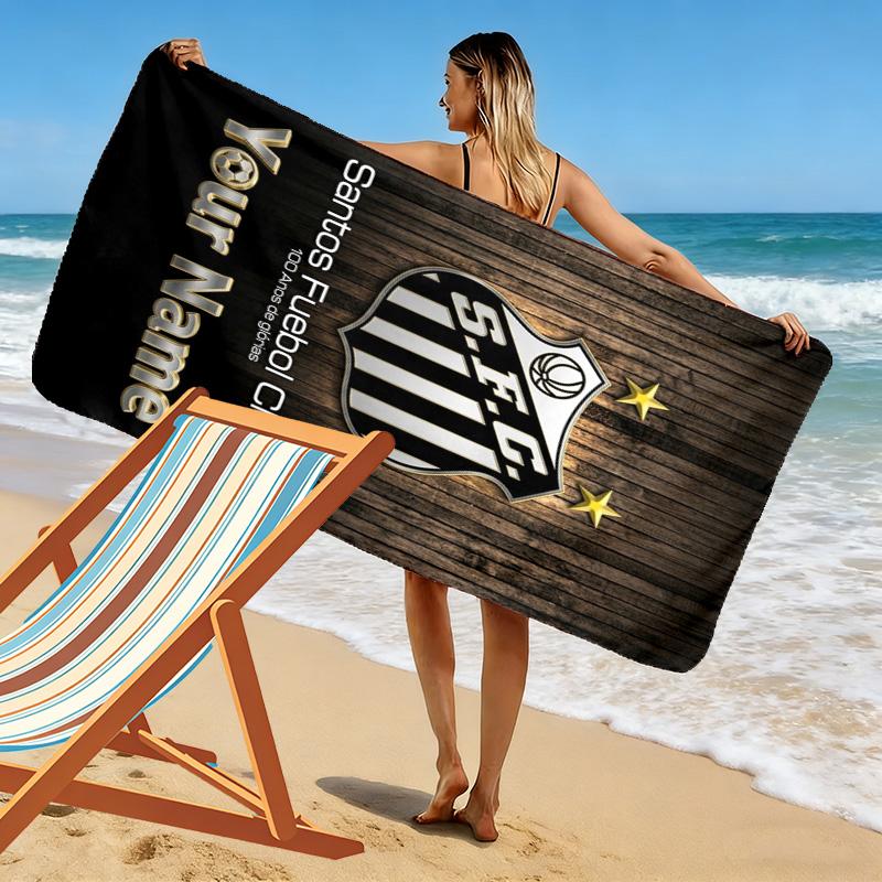Name Custom Santos FC Art Print Beach Towel, Large Soft Quick Dry Towel for Beach Camping Swimming